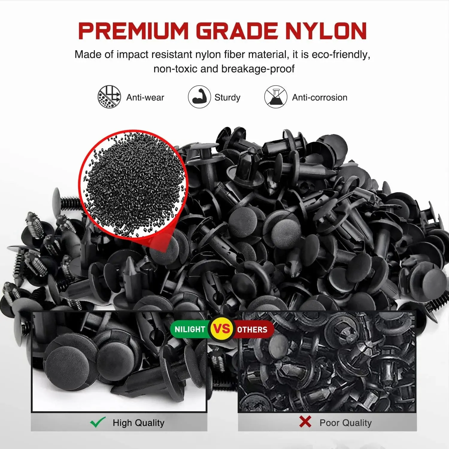 100 Pcs Hole 7mm 8mm 10mm Car Retainer Clips Nylon Push Expansion Screws Replacement Kit, Bumper Fastener Rivet Clips for Honda, Acura, GM, Ford, Chrysler