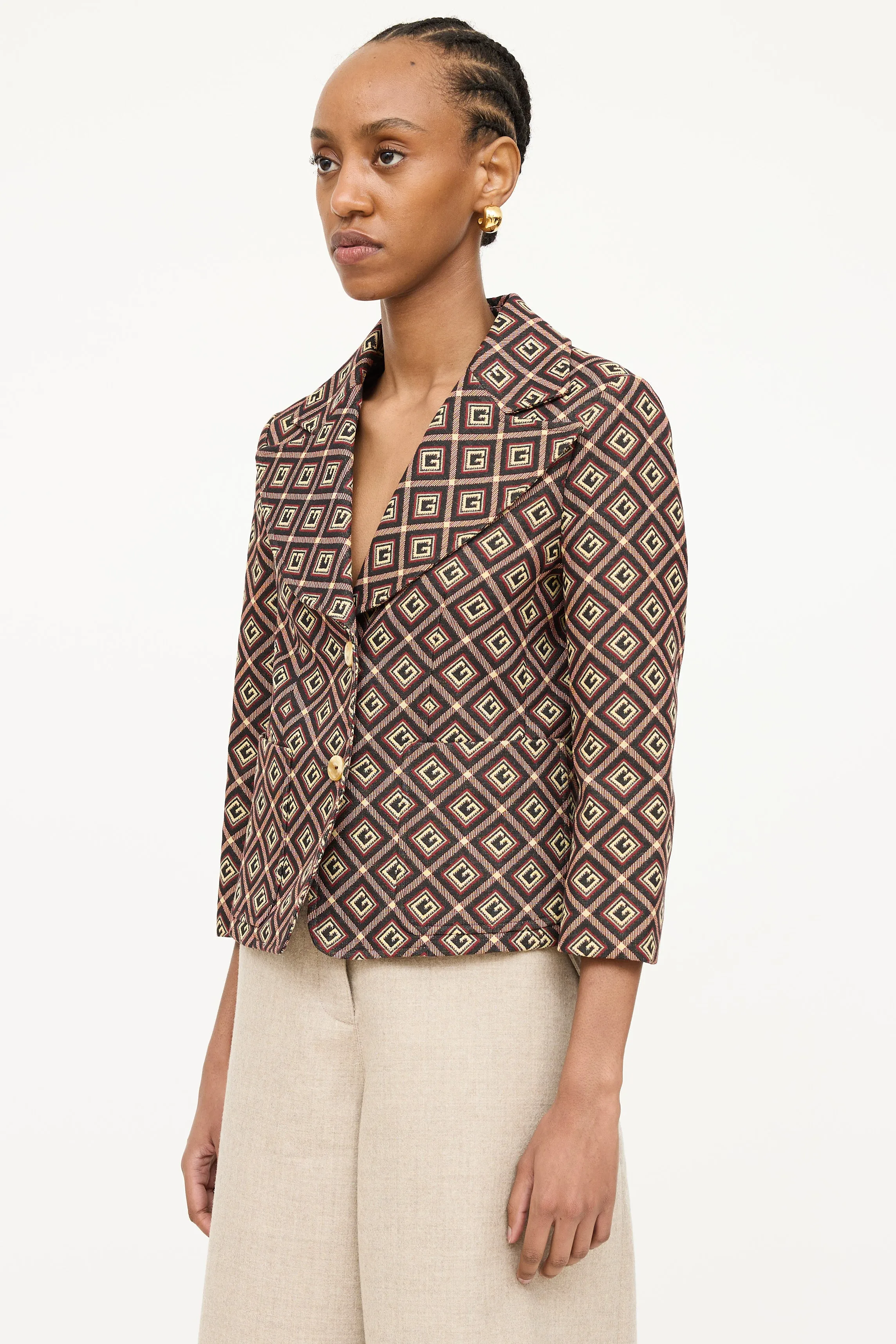 2020 Gucci Monogram Cropped Blazer