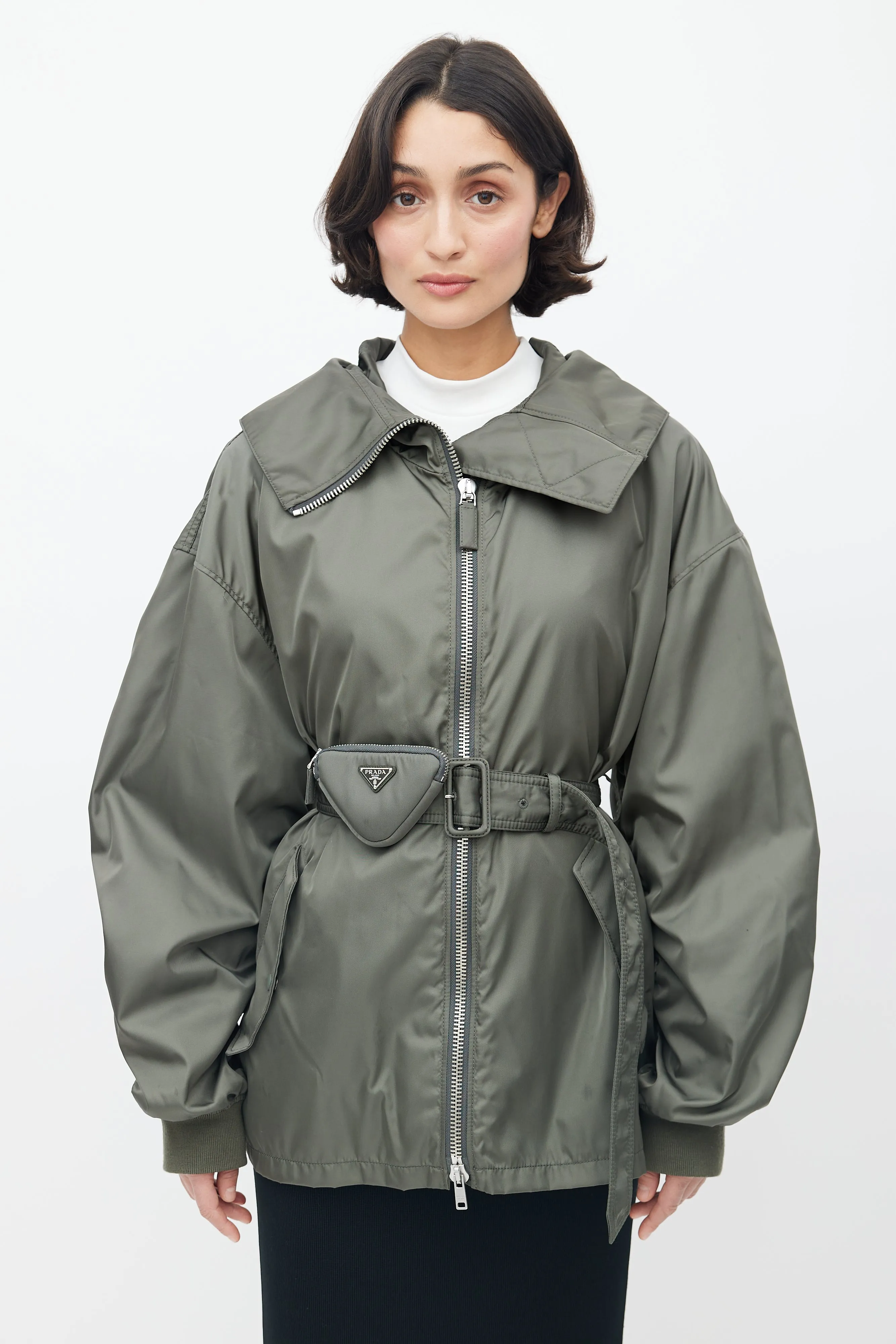 2022 Re-Nylon Green Belted Jacket
