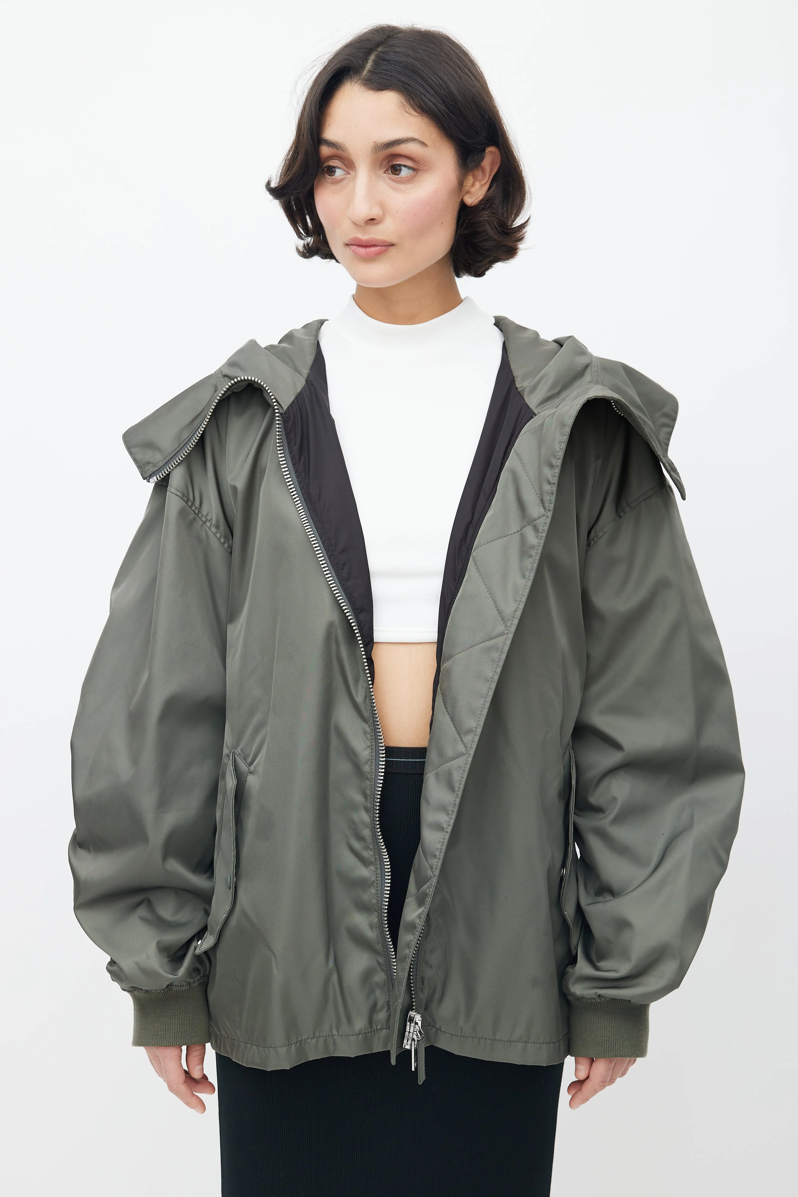 2022 Re-Nylon Green Belted Jacket