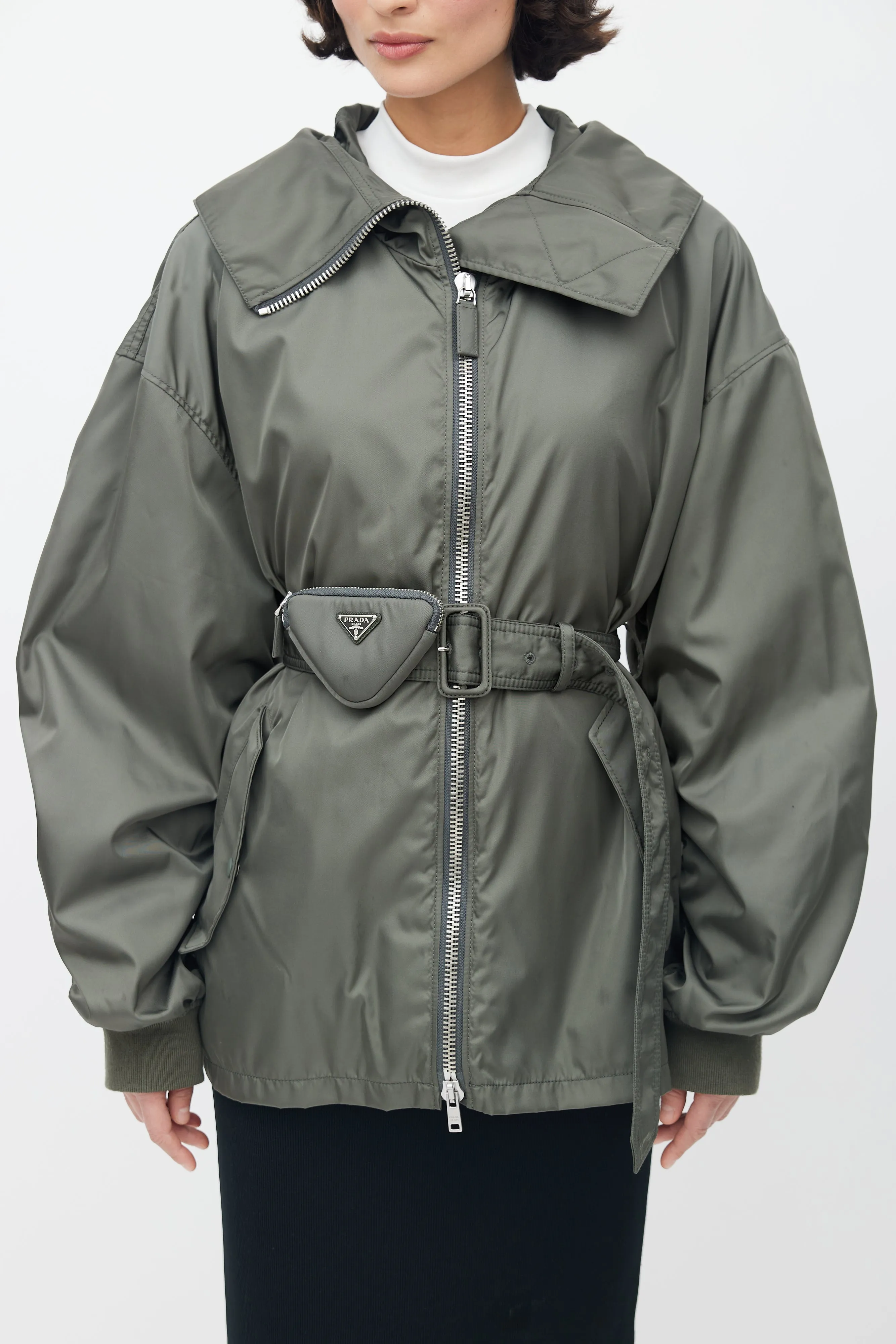2022 Re-Nylon Green Belted Jacket
