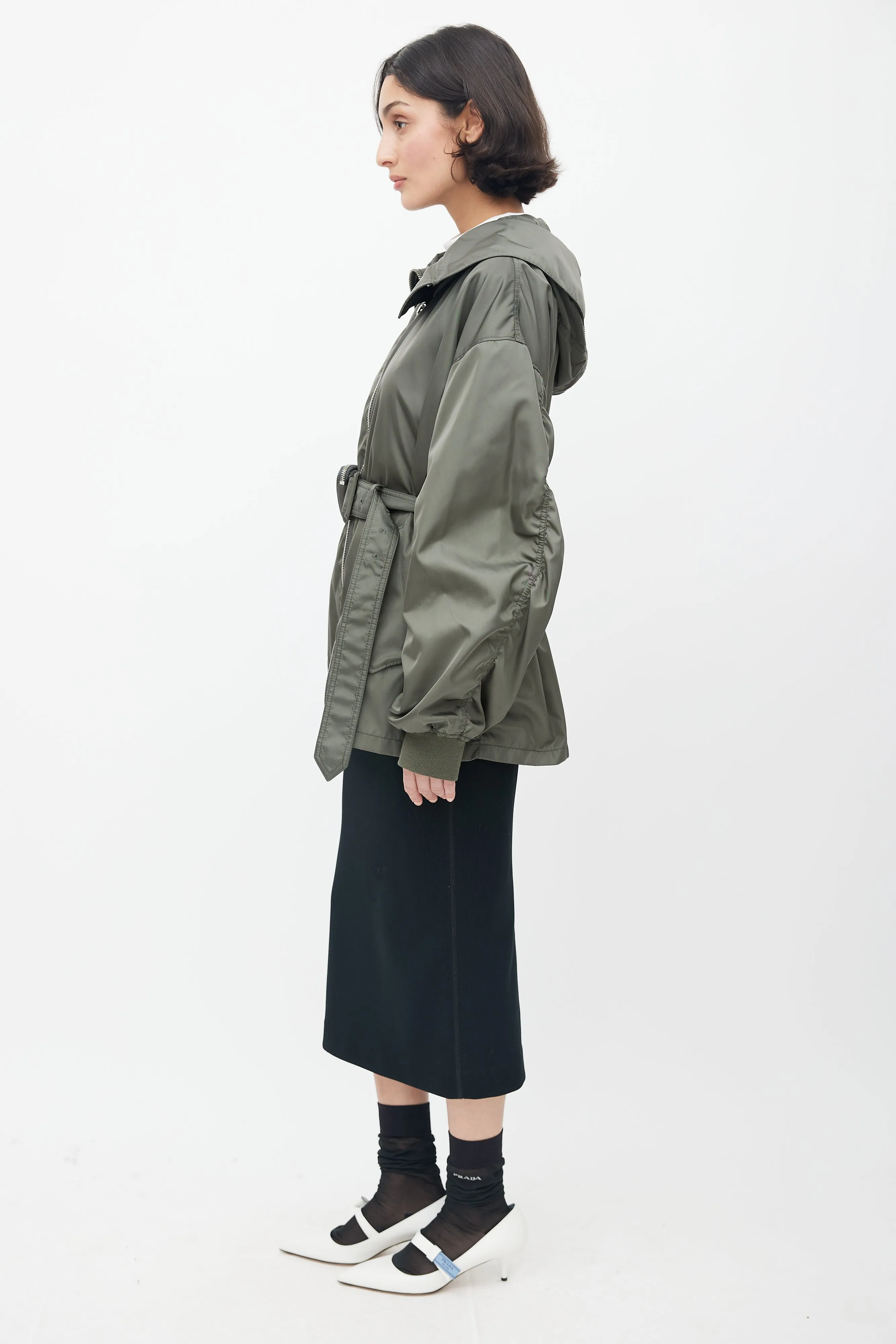 2022 Re-Nylon Green Belted Jacket