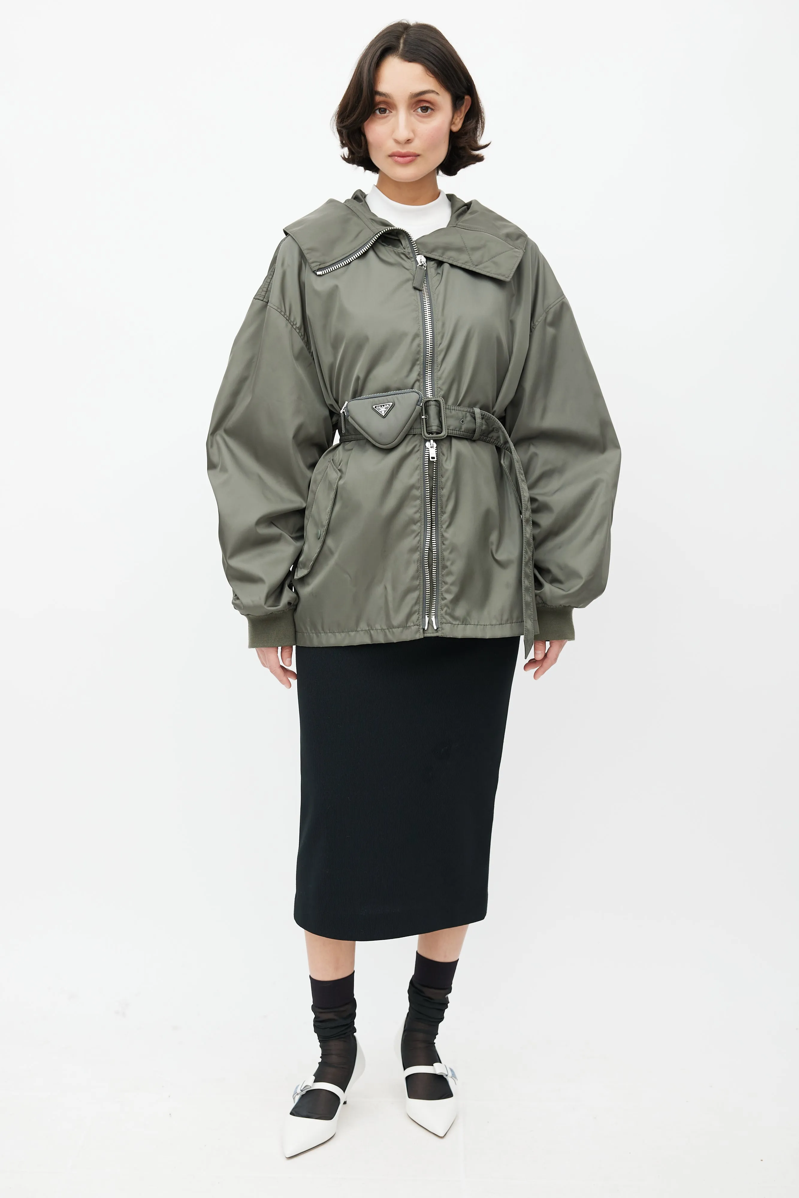 2022 Re-Nylon Green Belted Jacket