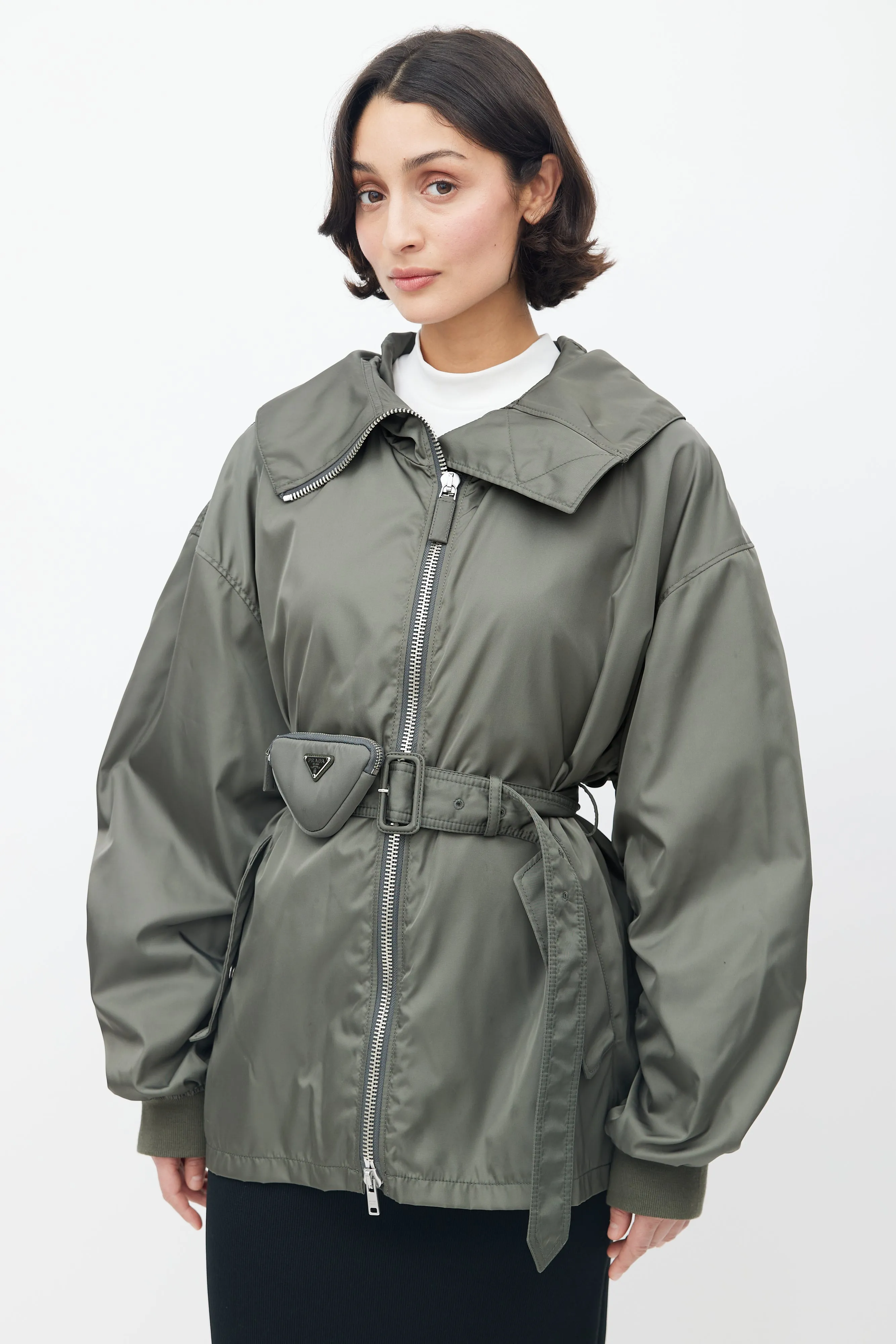 2022 Re-Nylon Green Belted Jacket