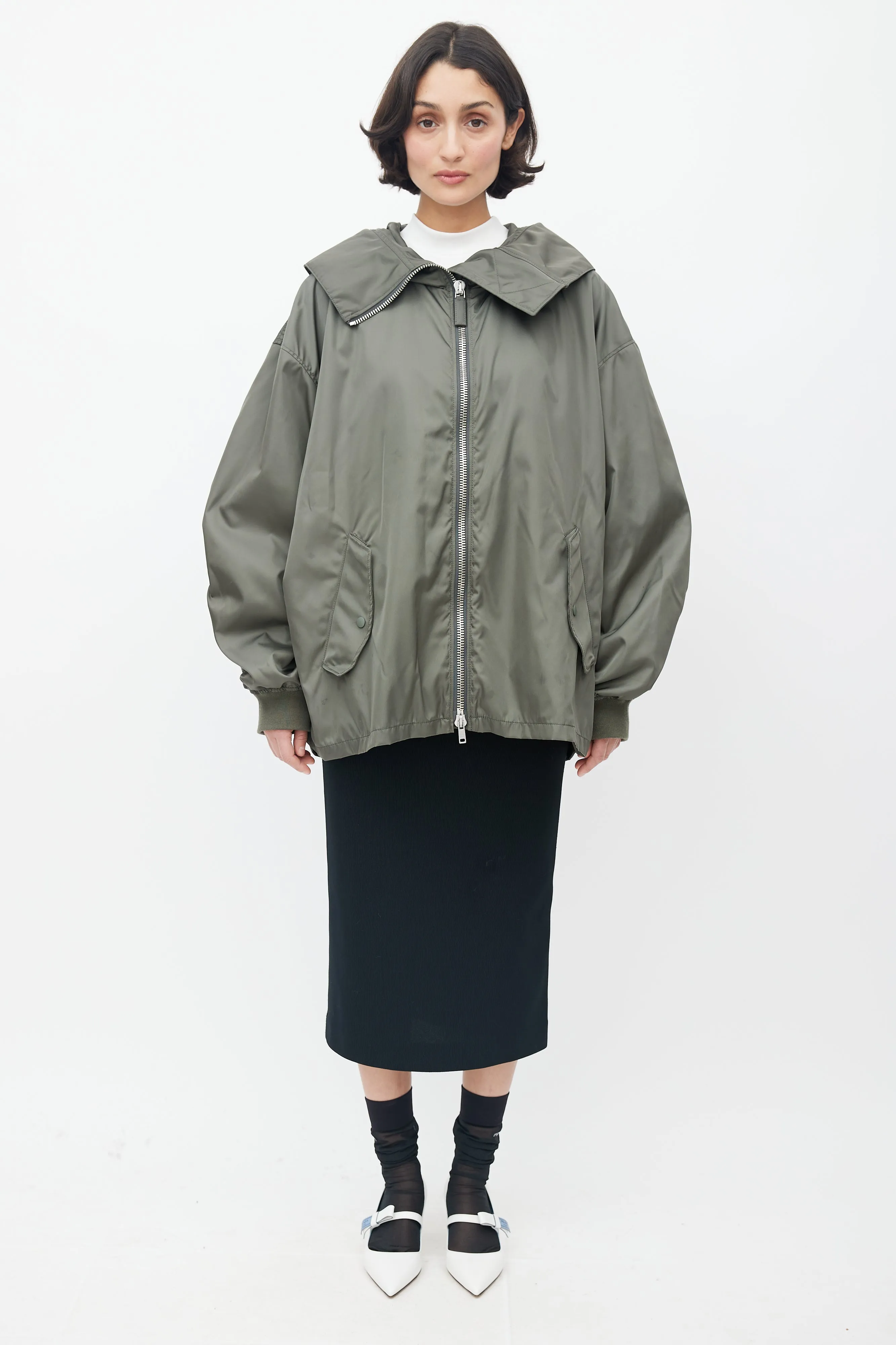 2022 Re-Nylon Green Belted Jacket