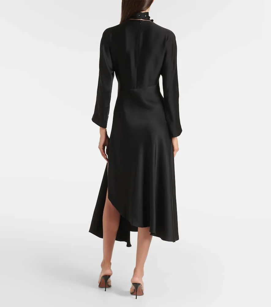 Alaia Asymmetric satin midi dress