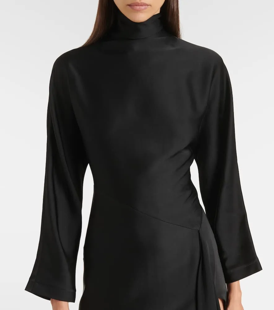 Alaia Asymmetric satin midi dress