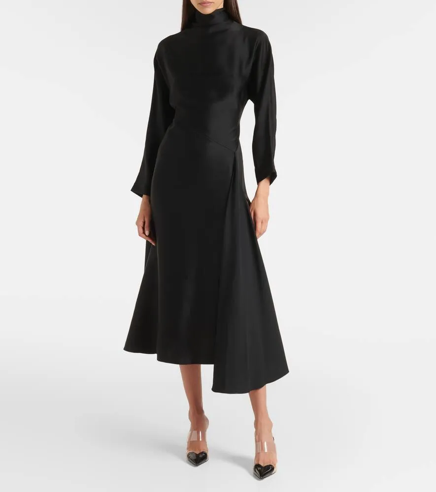 Alaia Asymmetric satin midi dress