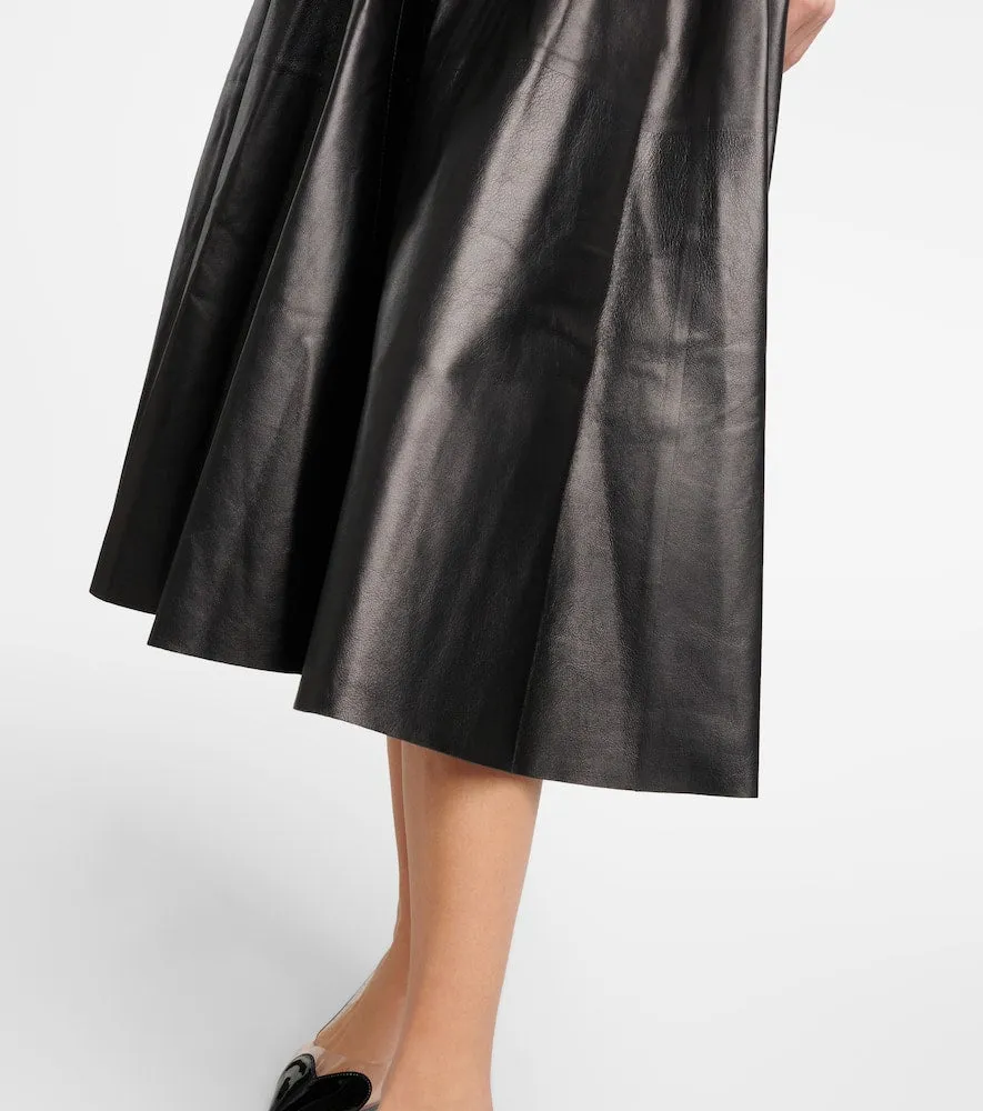 Alaia Belted leather midi dress