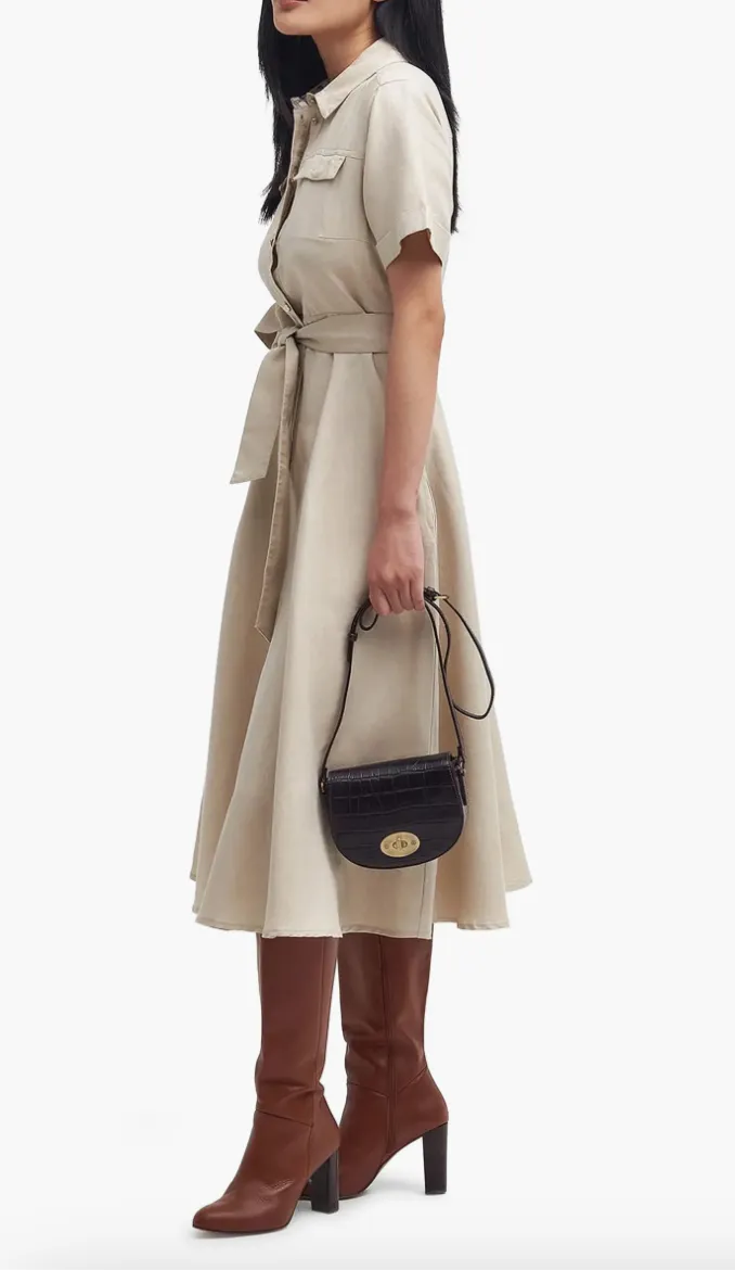 Barbour Margaret Linen Midi Shirtdress Safari