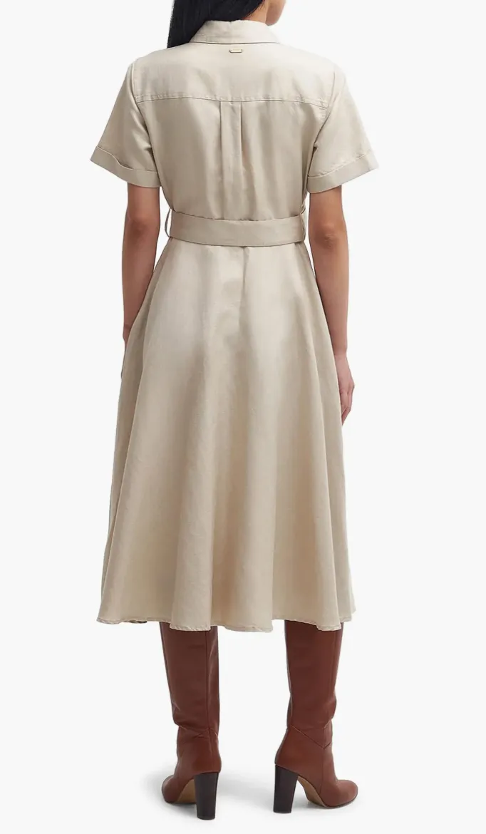 Barbour Margaret Linen Midi Shirtdress Safari