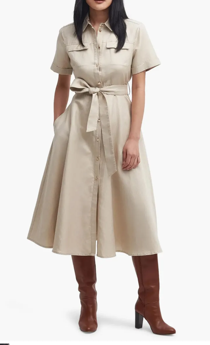 Barbour Margaret Linen Midi Shirtdress Safari