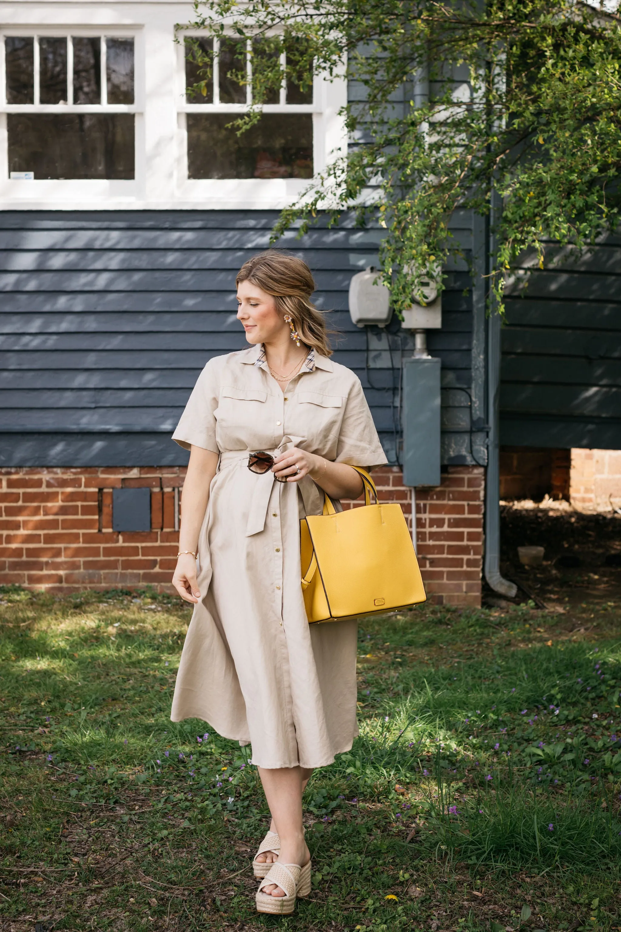 Barbour Margaret Linen Midi Shirtdress Safari