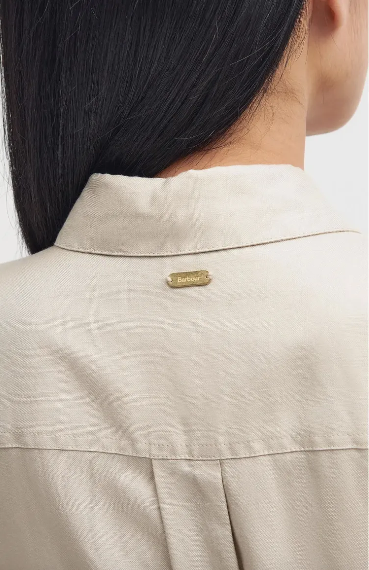 Barbour Margaret Linen Midi Shirtdress Safari