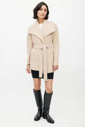 Beige Alpaca Belted Jacket