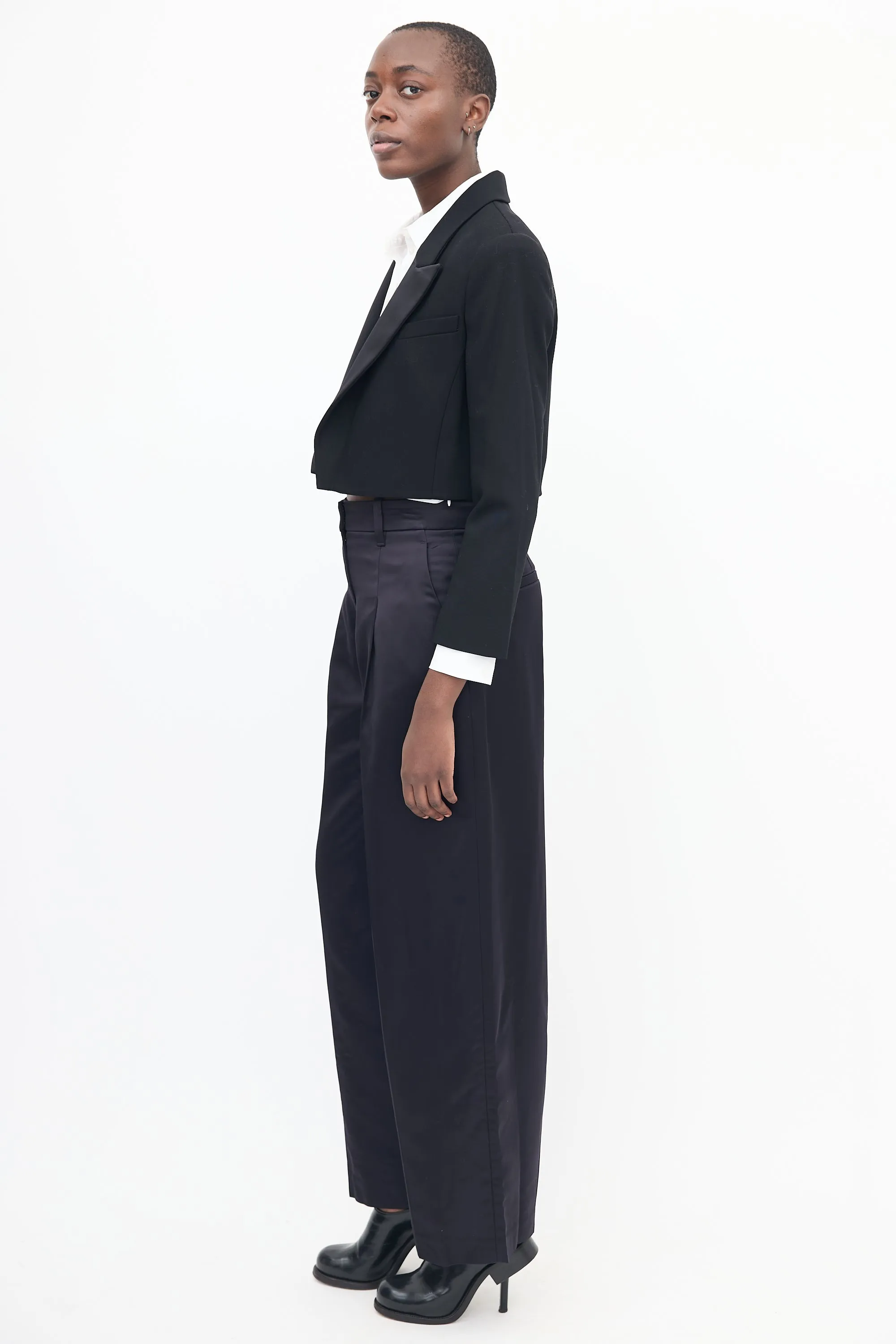 Black Anderson Cropped Tux Blazer