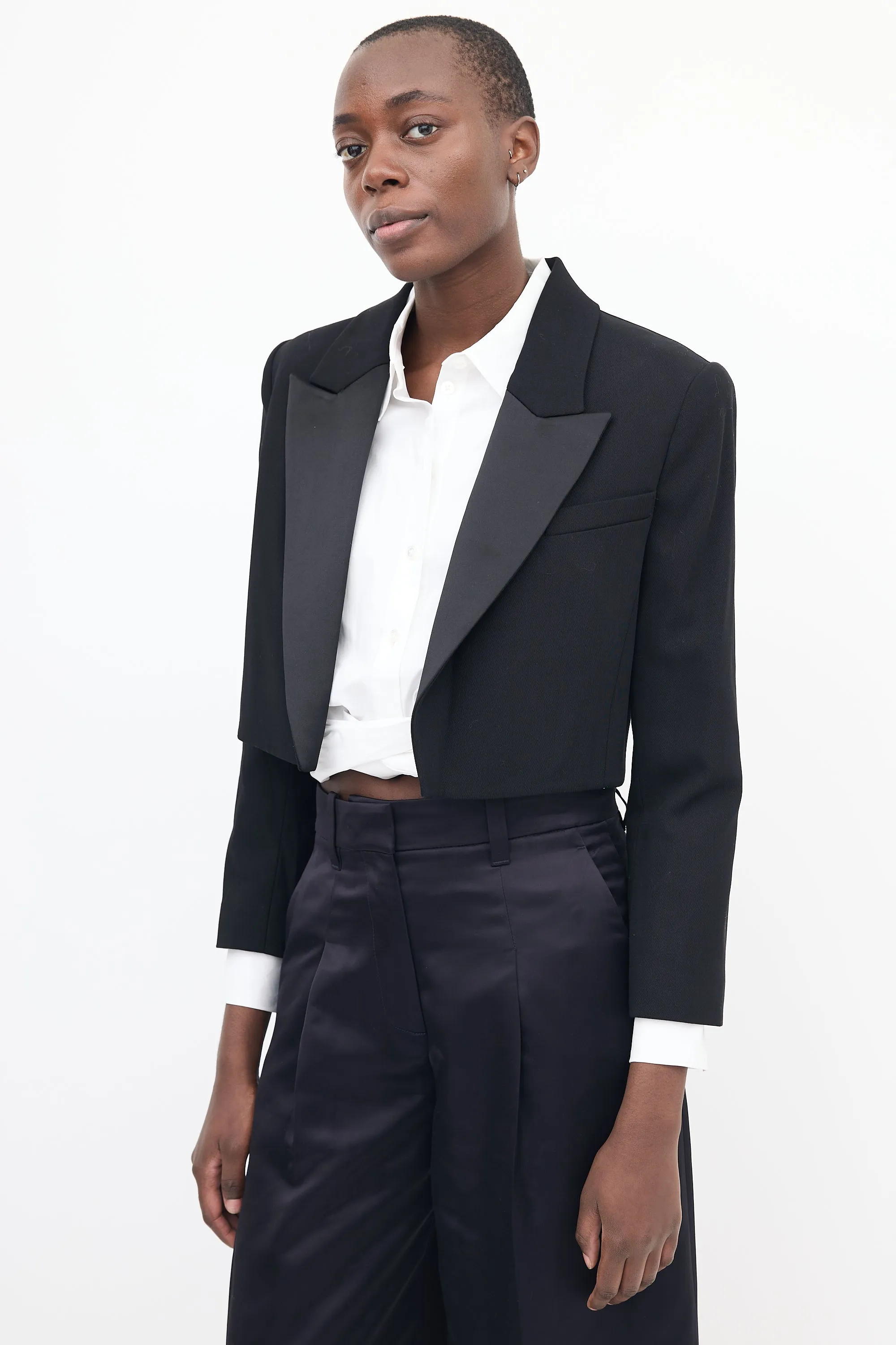 Black Anderson Cropped Tux Blazer