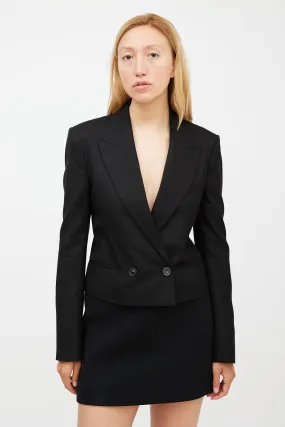 Black Cropped Double Breasted Blazer