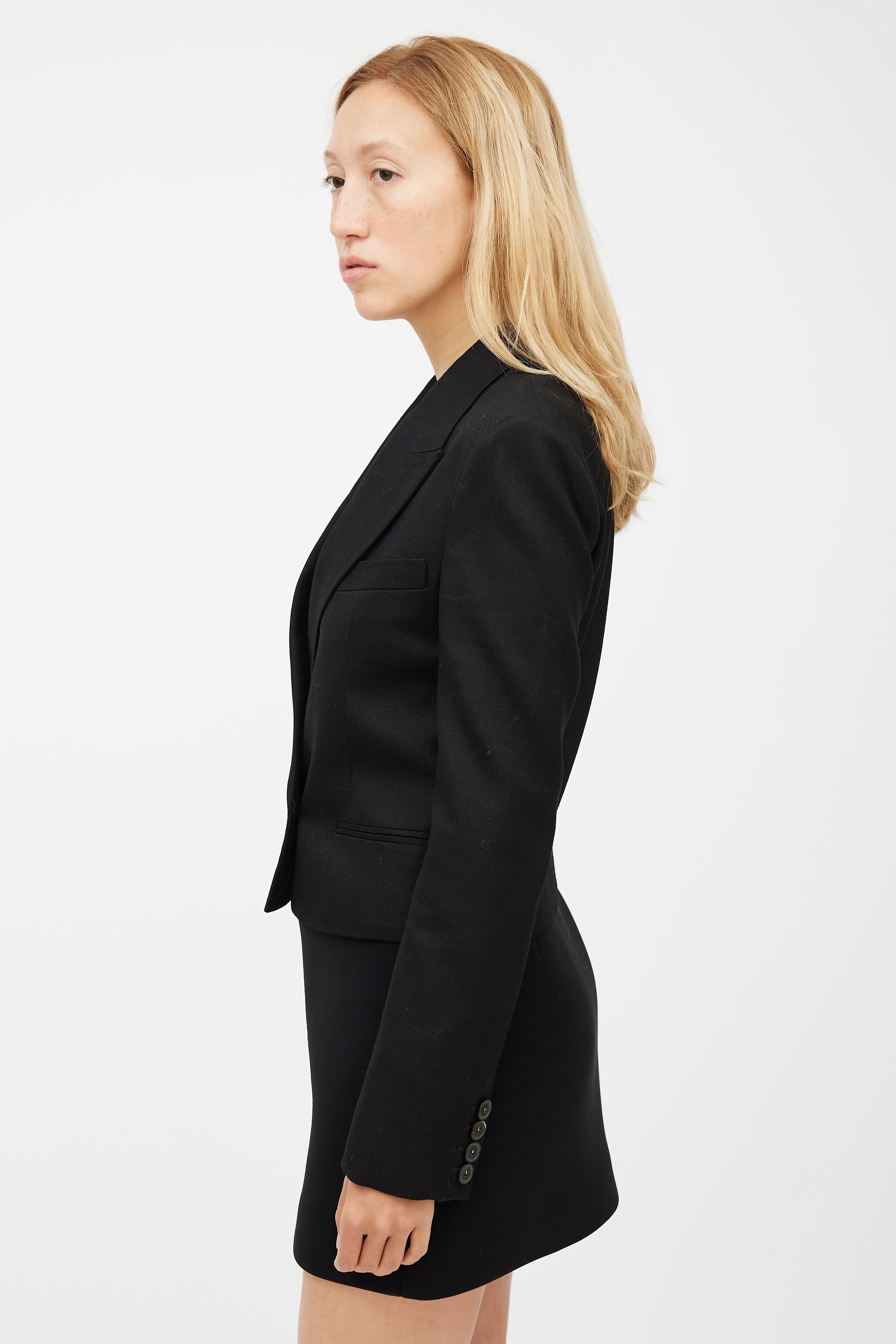 Black Cropped Double Breasted Blazer