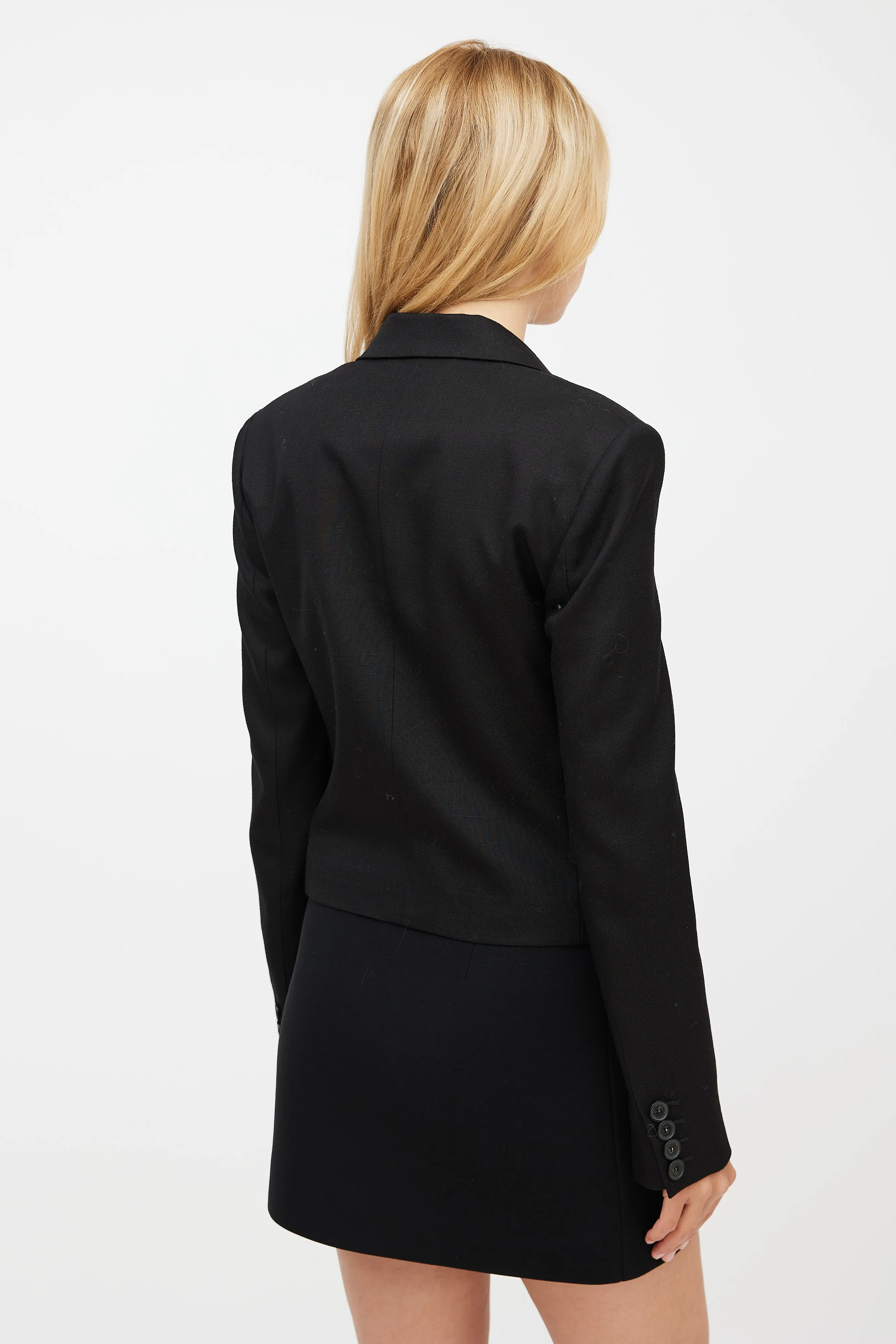 Black Cropped Double Breasted Blazer