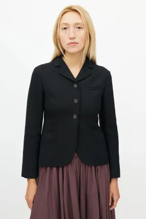 Black Raw Hem Trim Cropped Blazer