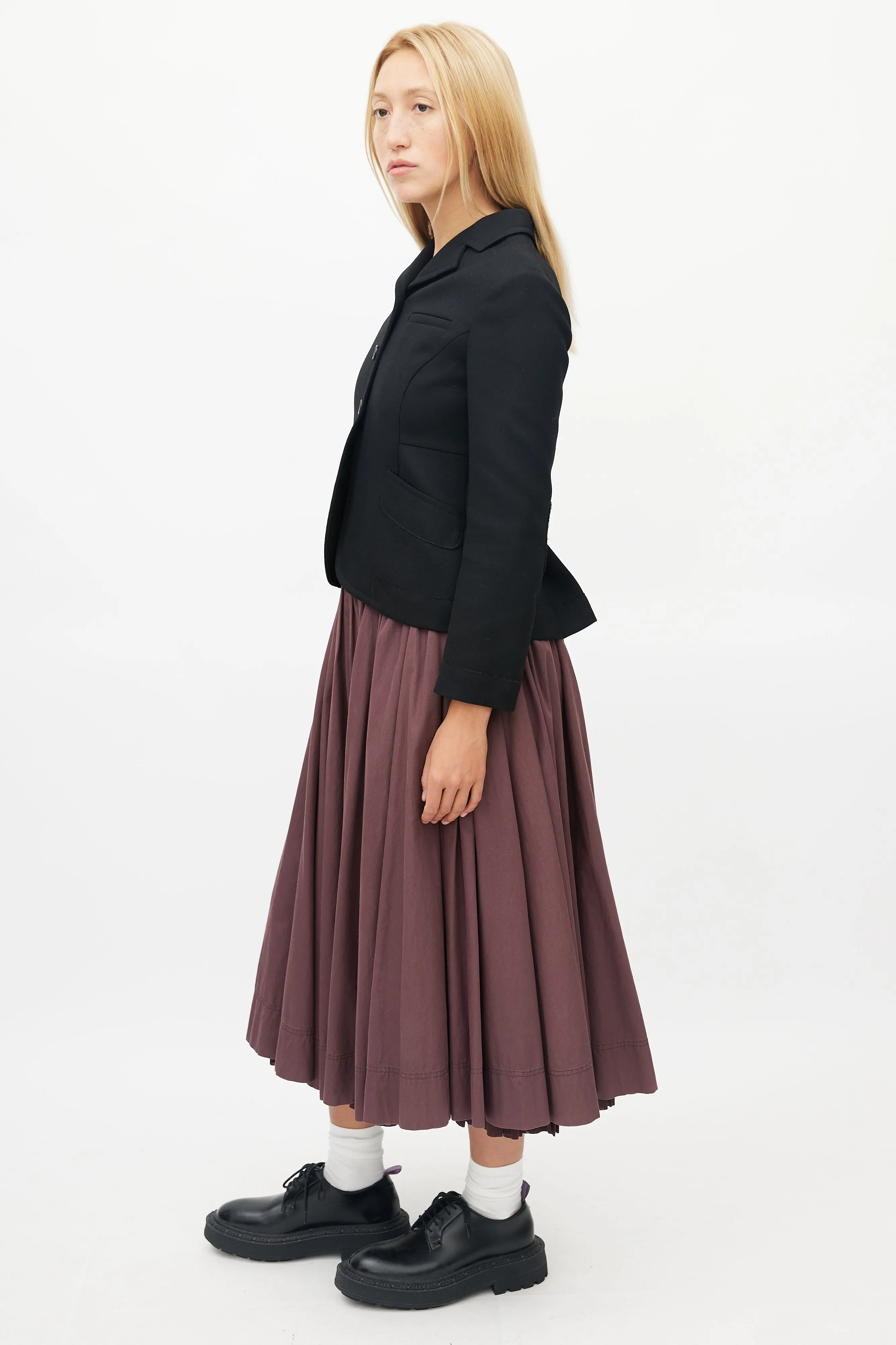 Black Raw Hem Trim Cropped Blazer