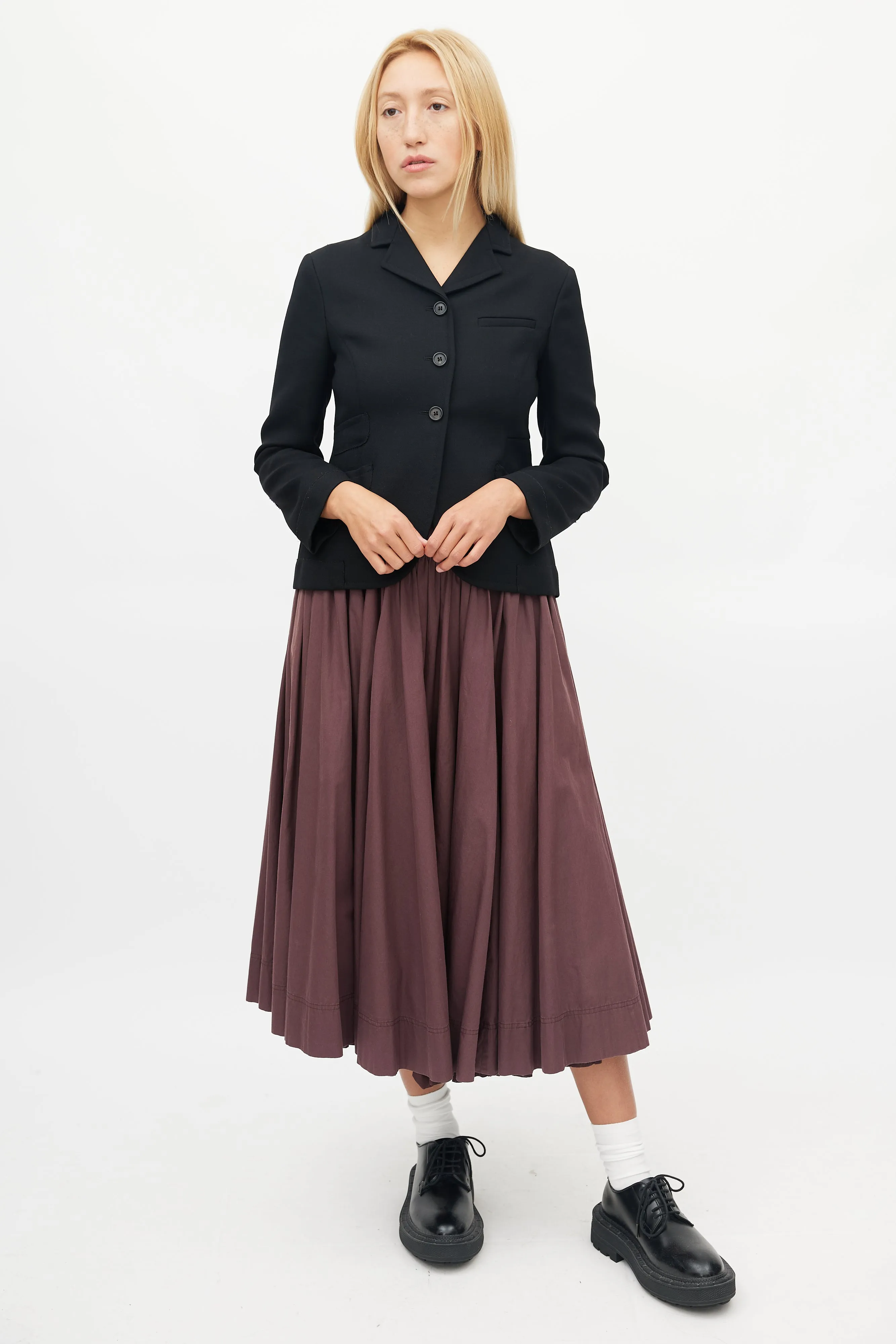 Black Raw Hem Trim Cropped Blazer