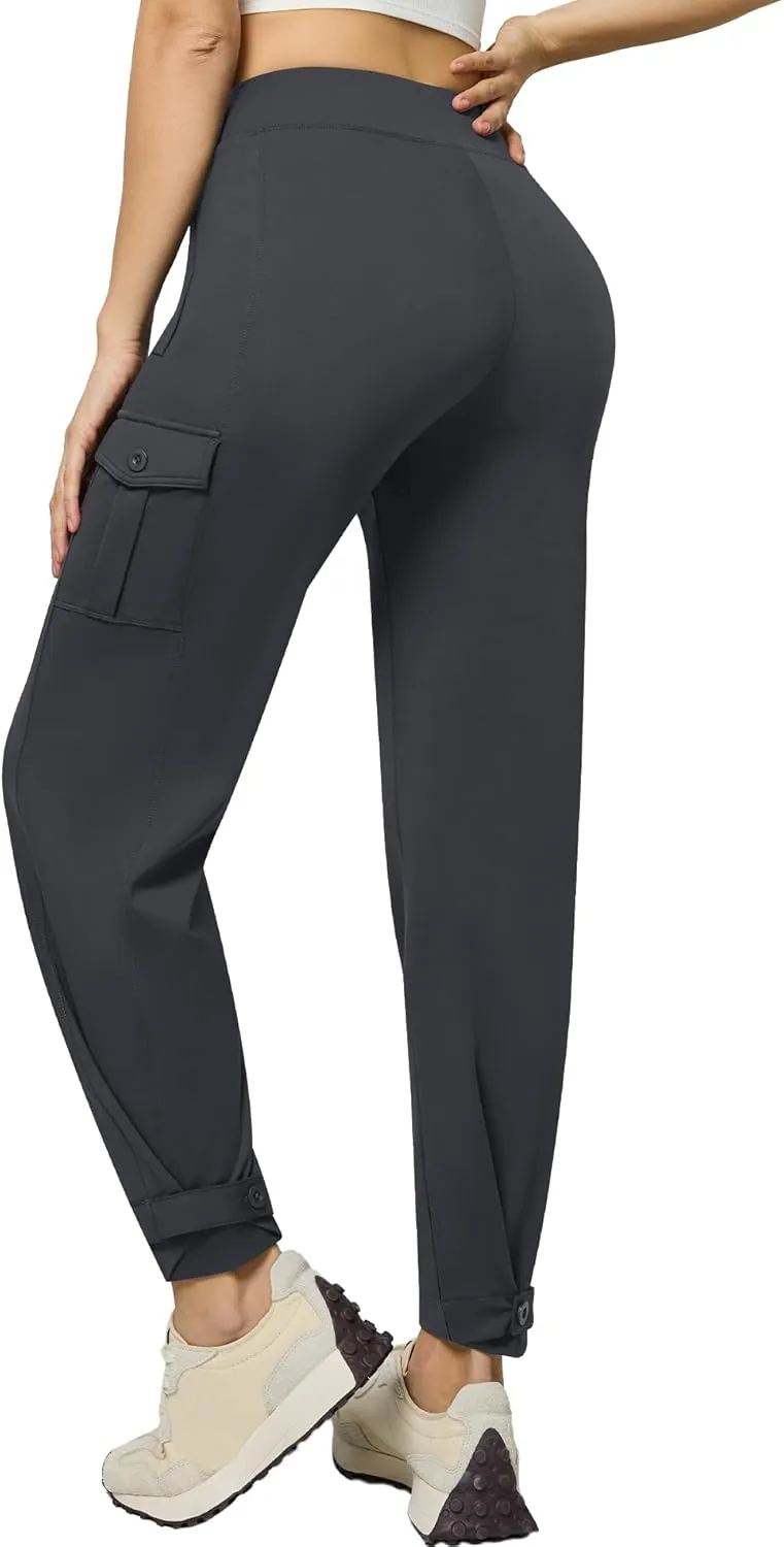 Casei Womens Cargo Pants High Waist Stretch Yoga Work Pants with Pockets Hiking Joggers Casual Travel Slacks