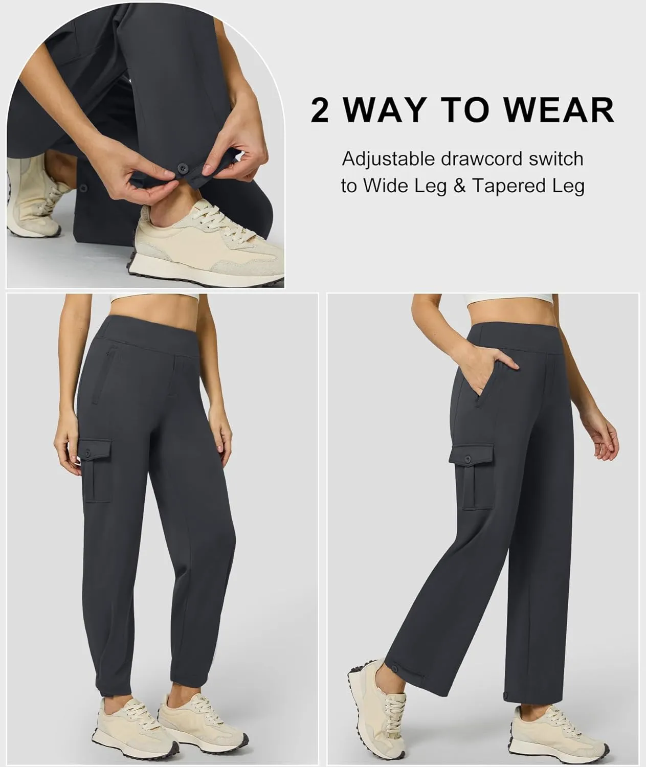 Casei Womens Cargo Pants High Waist Stretch Yoga Work Pants with Pockets Hiking Joggers Casual Travel Slacks