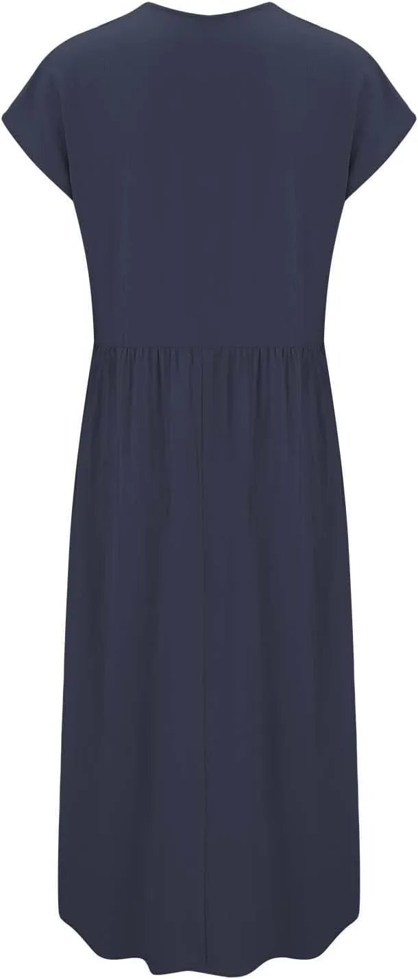 Cotton Linen Dress Women Plus Size Summer Short Sleeve V Neck Midi Dress Casual Loose A-line Boho Vacation Dresses