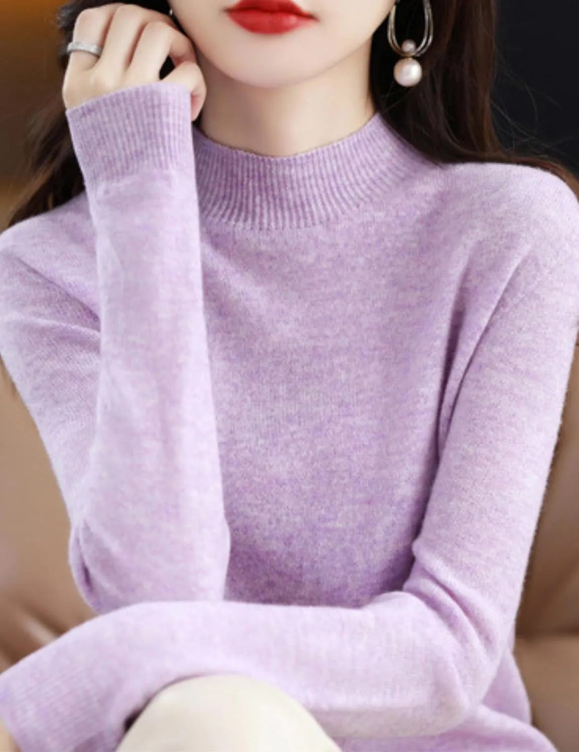 FindThy Women’s Cashmere Sweater Long Sleeve Crew Neck Cashmere Wool Pullover Sweater Suit Knitted Jumpers