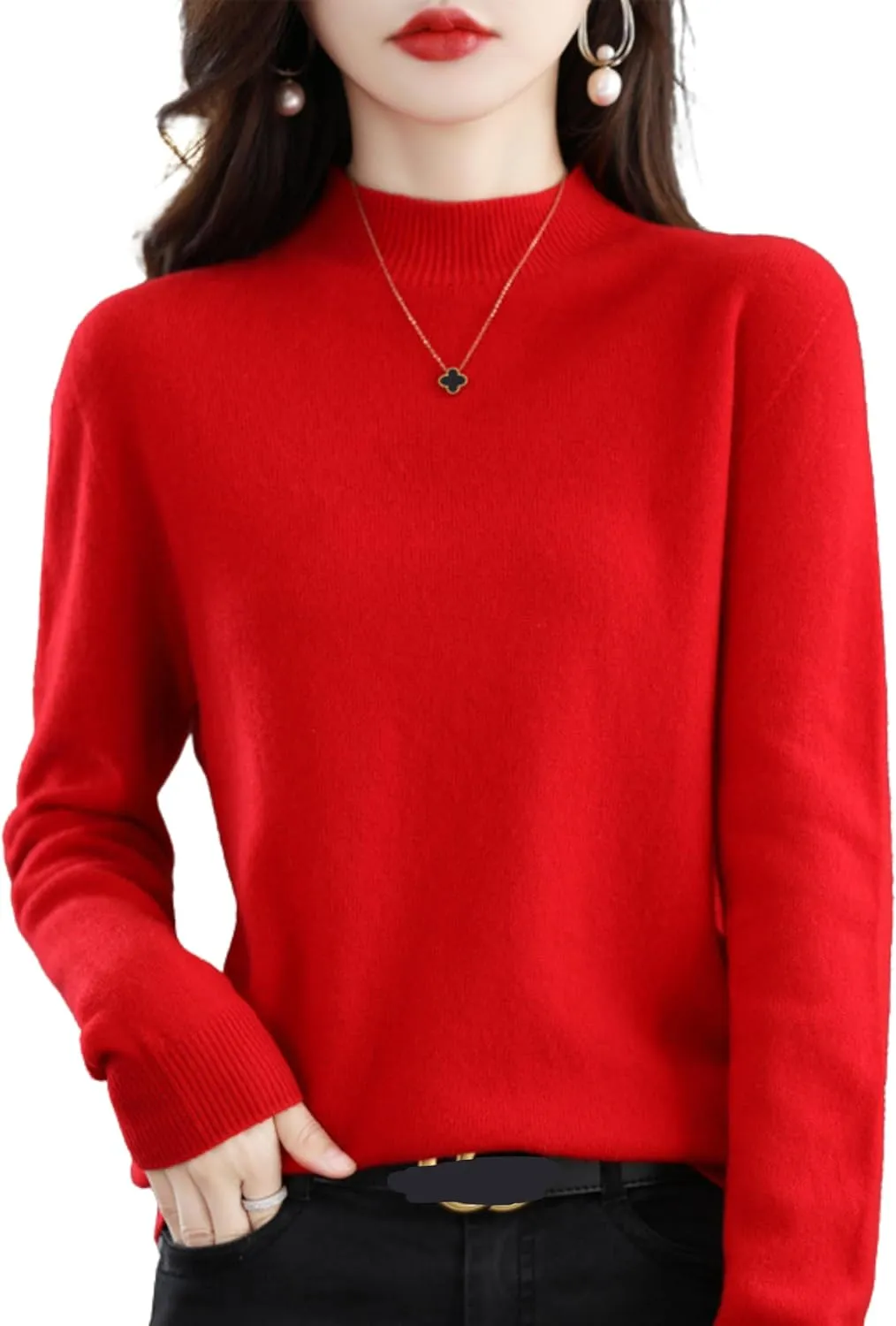 FindThy Women’s Cashmere Sweater Long Sleeve Crew Neck Cashmere Wool Pullover Sweater Suit Knitted Jumpers