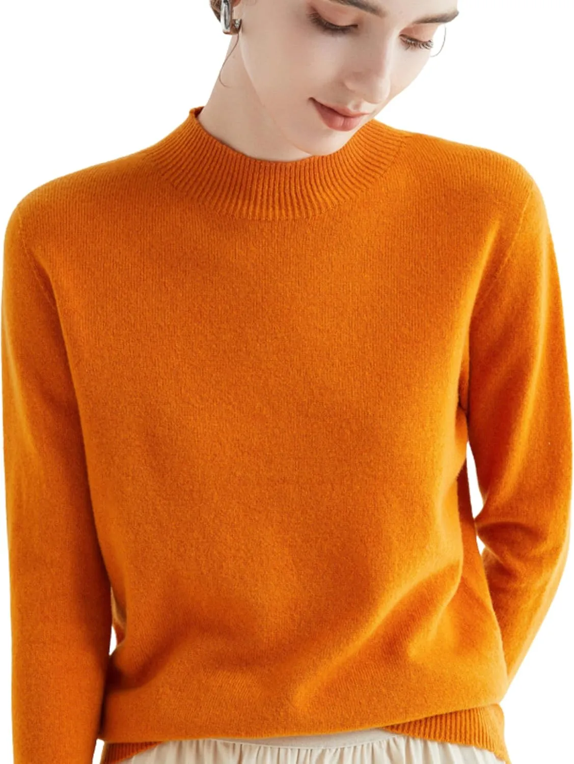 FindThy Women’s Cashmere Sweater Long Sleeve Crew Neck Cashmere Wool Pullover Sweater Suit Knitted Jumpers