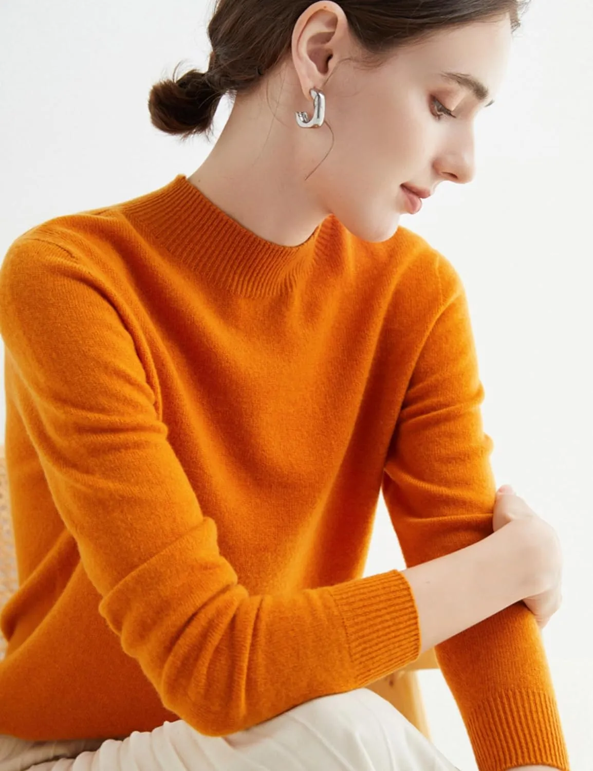 FindThy Women’s Cashmere Sweater Long Sleeve Crew Neck Cashmere Wool Pullover Sweater Suit Knitted Jumpers