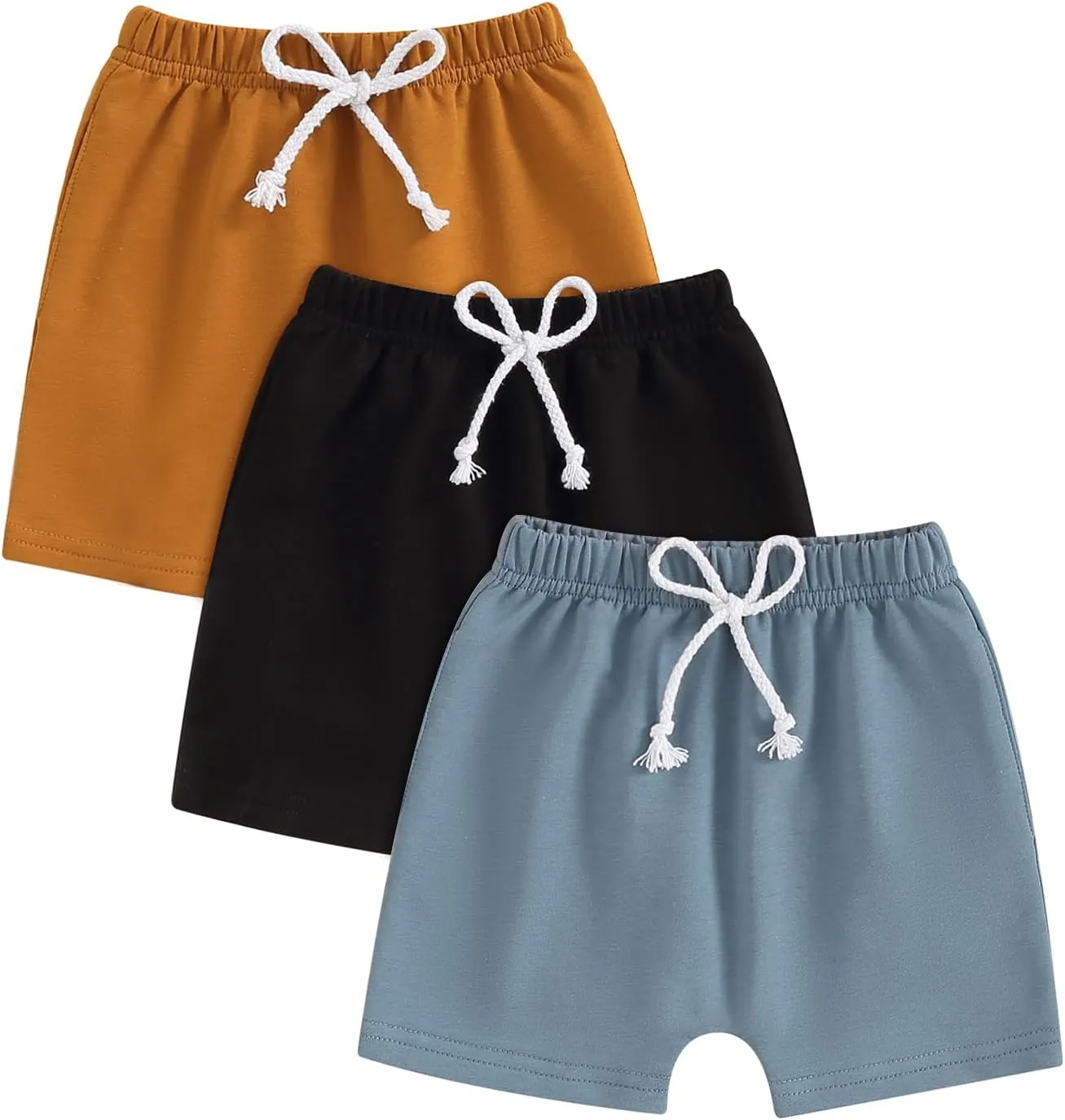 Karwuiio Toddler Baby Girls Boys 3 Pack Unisex Baby Shorts Cotton Blend Cute Knit Shorts