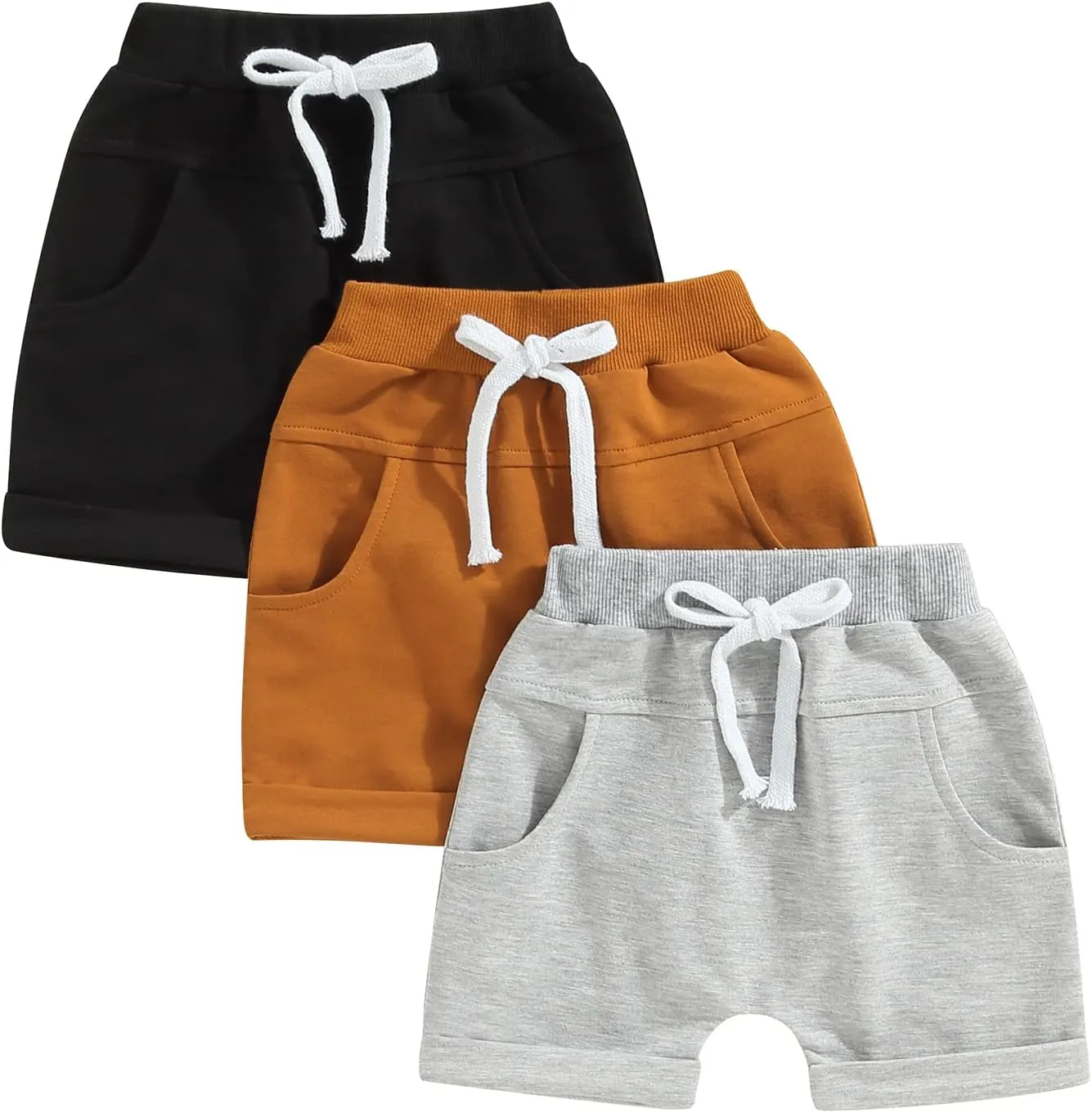 Karwuiio Toddler Baby Girls Boys 3 Pack Unisex Baby Shorts Cotton Blend Cute Knit Shorts