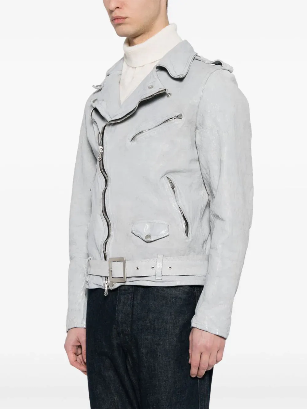 Leather Belted Biker Jacket