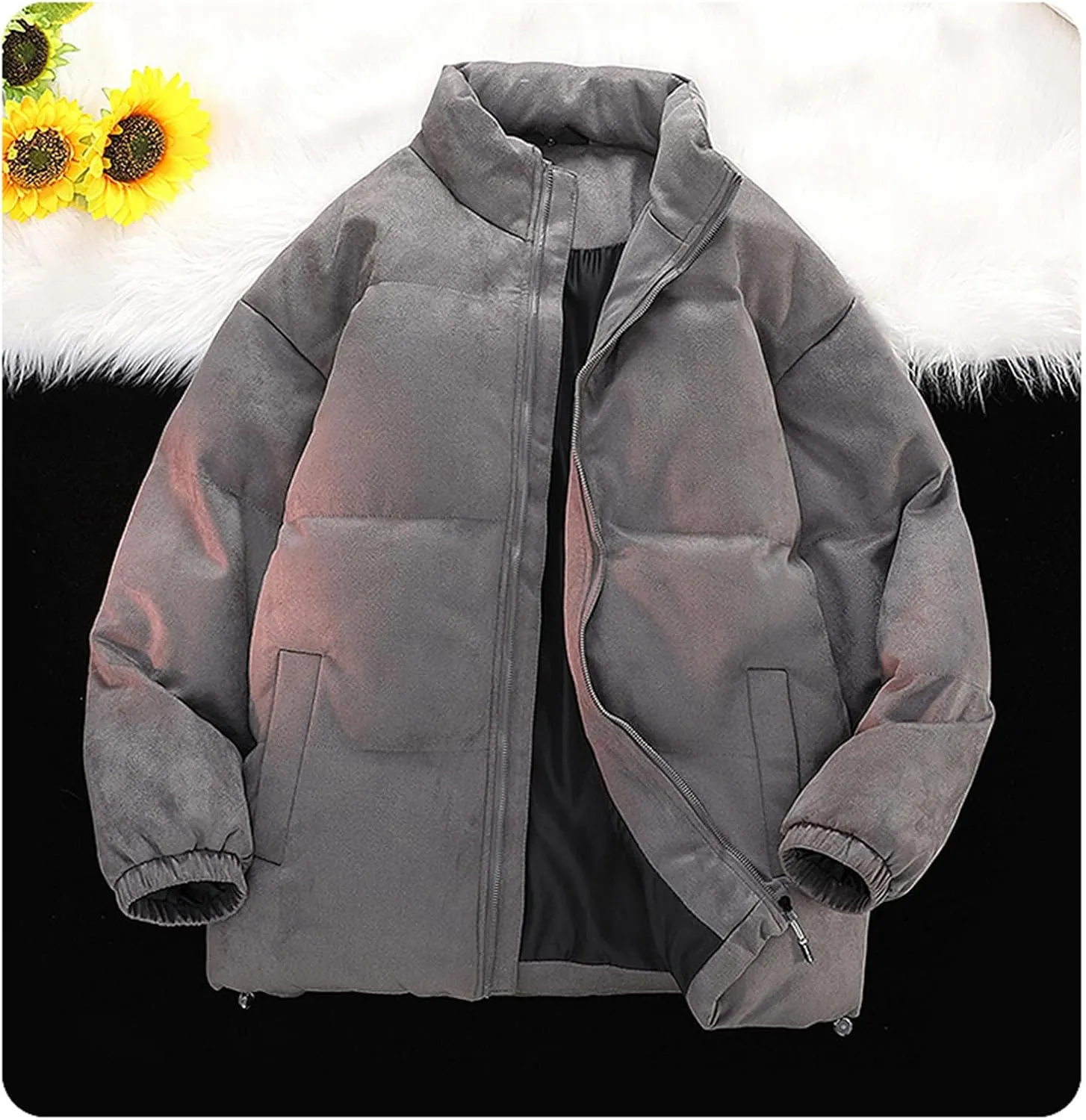 NATHGAM Puffer Jacket Men Baggy Waterproof Winter Bubble Coats Jackets Stand Collar Thick Warm Down Jacket Oversized Outwear