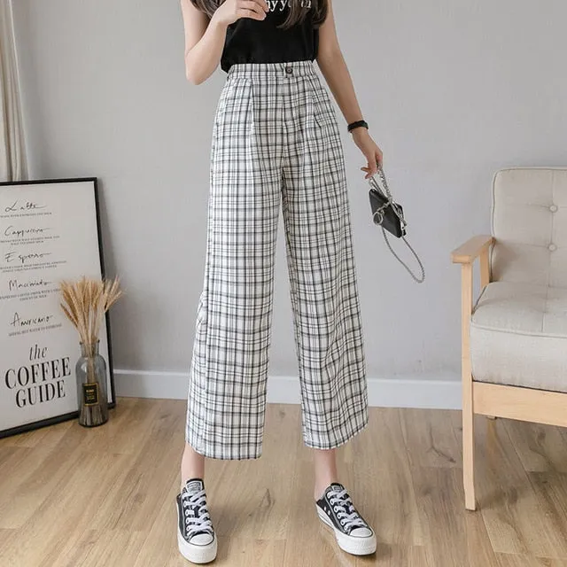 Plaid Ankle-Length Pants