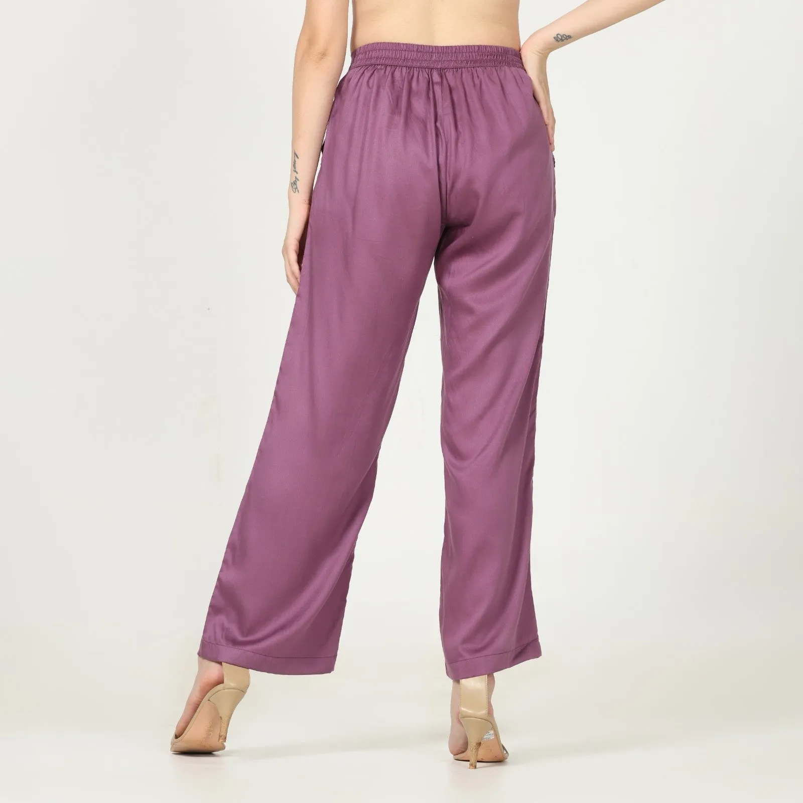 Royal Purple Ankle Length Pant for Women | Cotton | Hand-Crafted