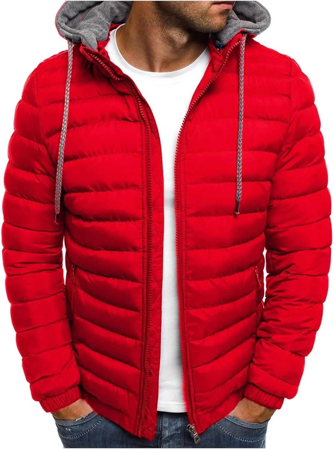 SHOPESSA Men Fleece Lined Windbreaker Hooded Lightweight Down Jacket Womens Winter Jacket 2023 Extreme Cold Weather Jacket