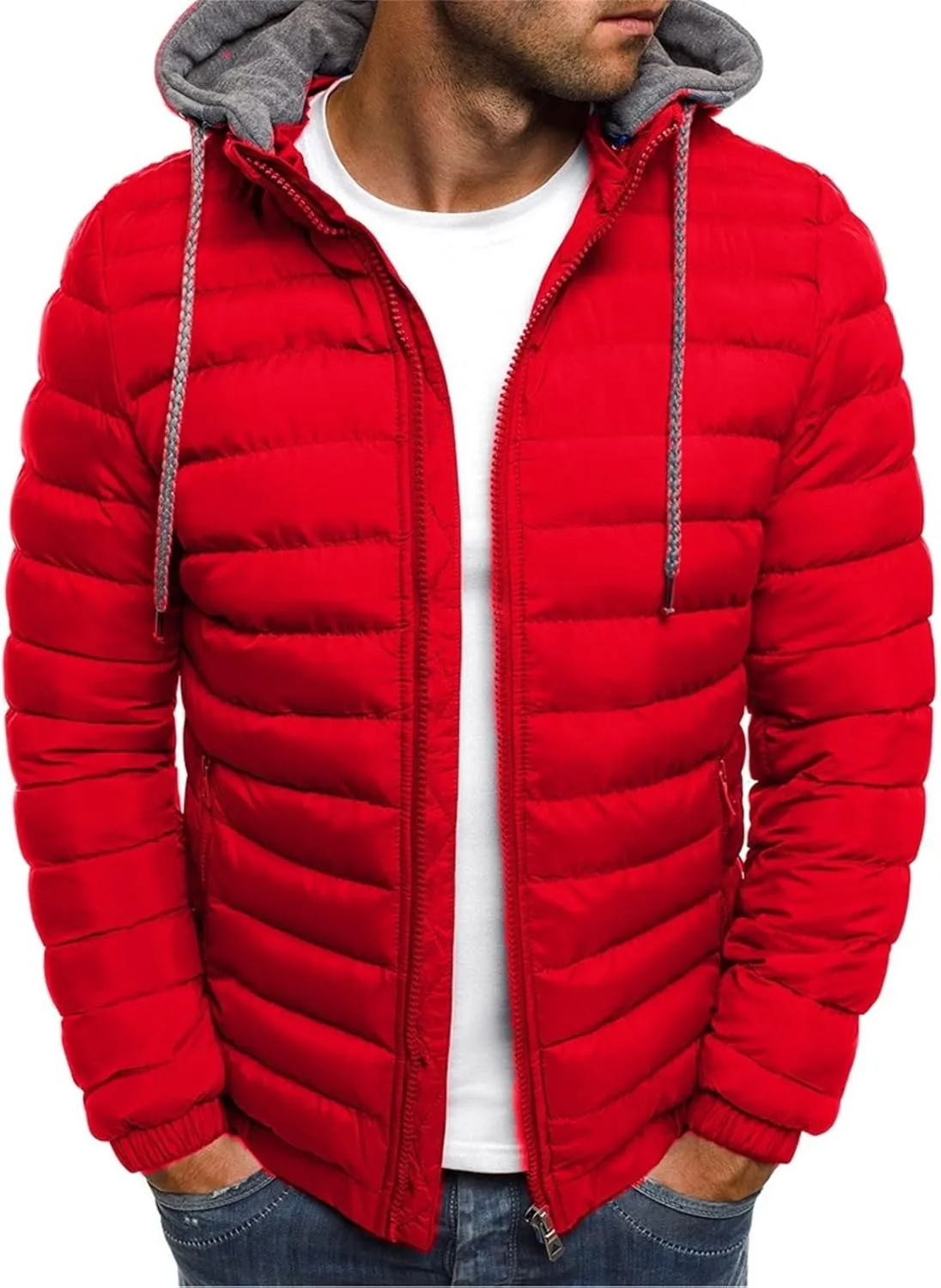 SHOPESSA Men Fleece Lined Windbreaker Hooded Lightweight Down Jacket Womens Winter Jacket 2023 Extreme Cold Weather Jacket
