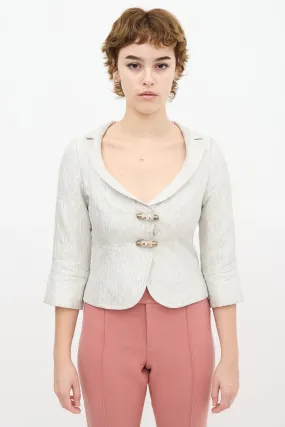 Silver & Gold Satin Embroidery Blazer