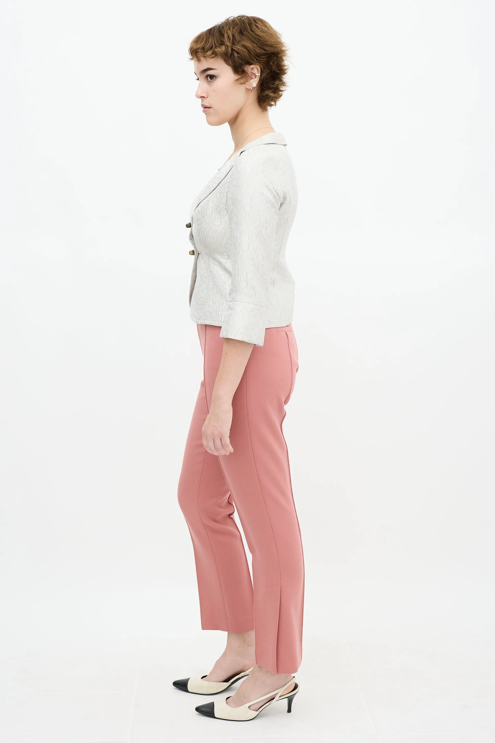 Silver & Gold Satin Embroidery Blazer