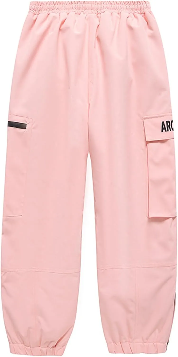 Ski Harem Pants Women Drawstring Hiking Pants Insulated Outdoor Snow Ski Pants Winter Soft Shell with Zipper Pockets
