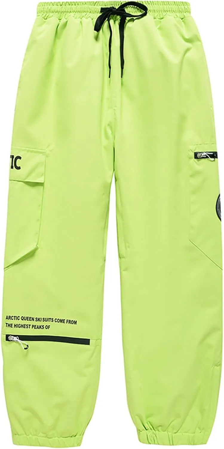 Ski Harem Pants Women Drawstring Hiking Pants Insulated Outdoor Snow Ski Pants Winter Soft Shell with Zipper Pockets