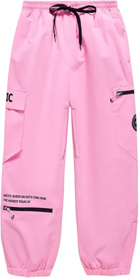 Ski Harem Pants Women Drawstring Hiking Pants Insulated Outdoor Snow Ski Pants Winter Soft Shell with Zipper Pockets