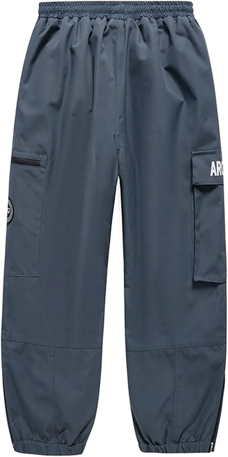 Ski Harem Pants Women Drawstring Hiking Pants Insulated Outdoor Snow Ski Pants Winter Soft Shell with Zipper Pockets