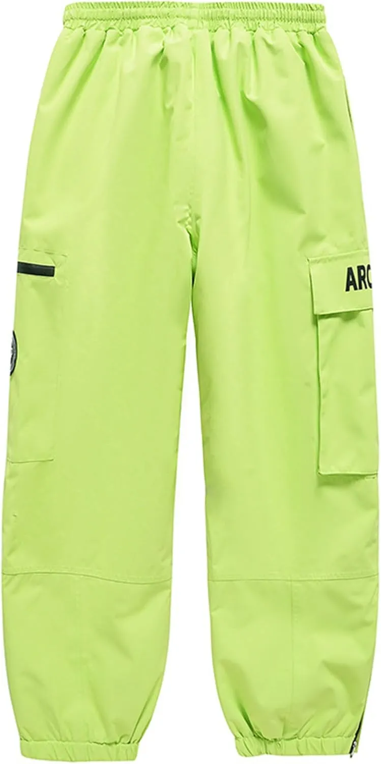 Ski Harem Pants Women Drawstring Hiking Pants Insulated Outdoor Snow Ski Pants Winter Soft Shell with Zipper Pockets