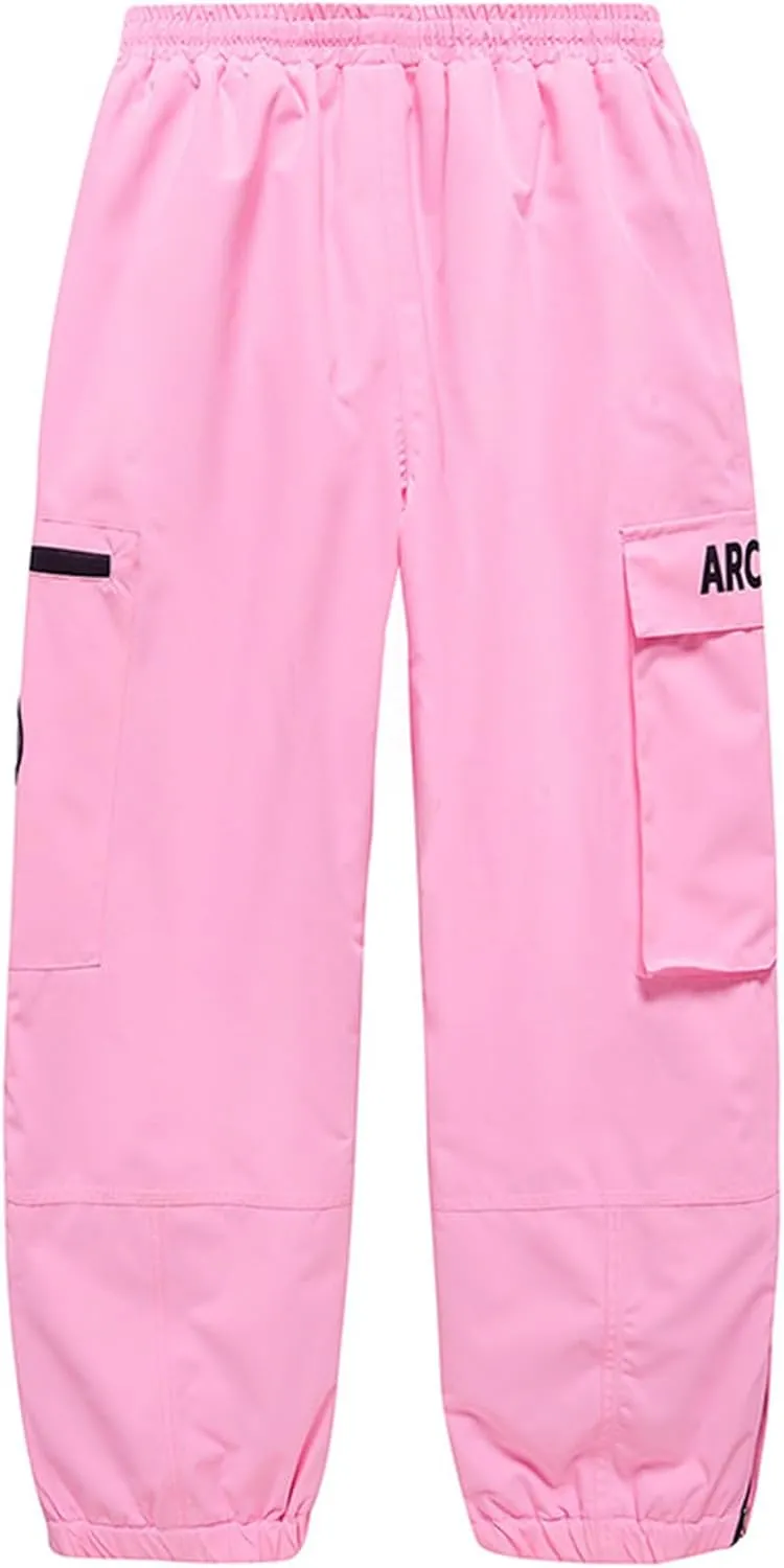 Ski Harem Pants Women Drawstring Hiking Pants Insulated Outdoor Snow Ski Pants Winter Soft Shell with Zipper Pockets